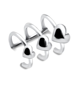 Tripple Hearts Shaped Silver Ear Cuff EC3-02